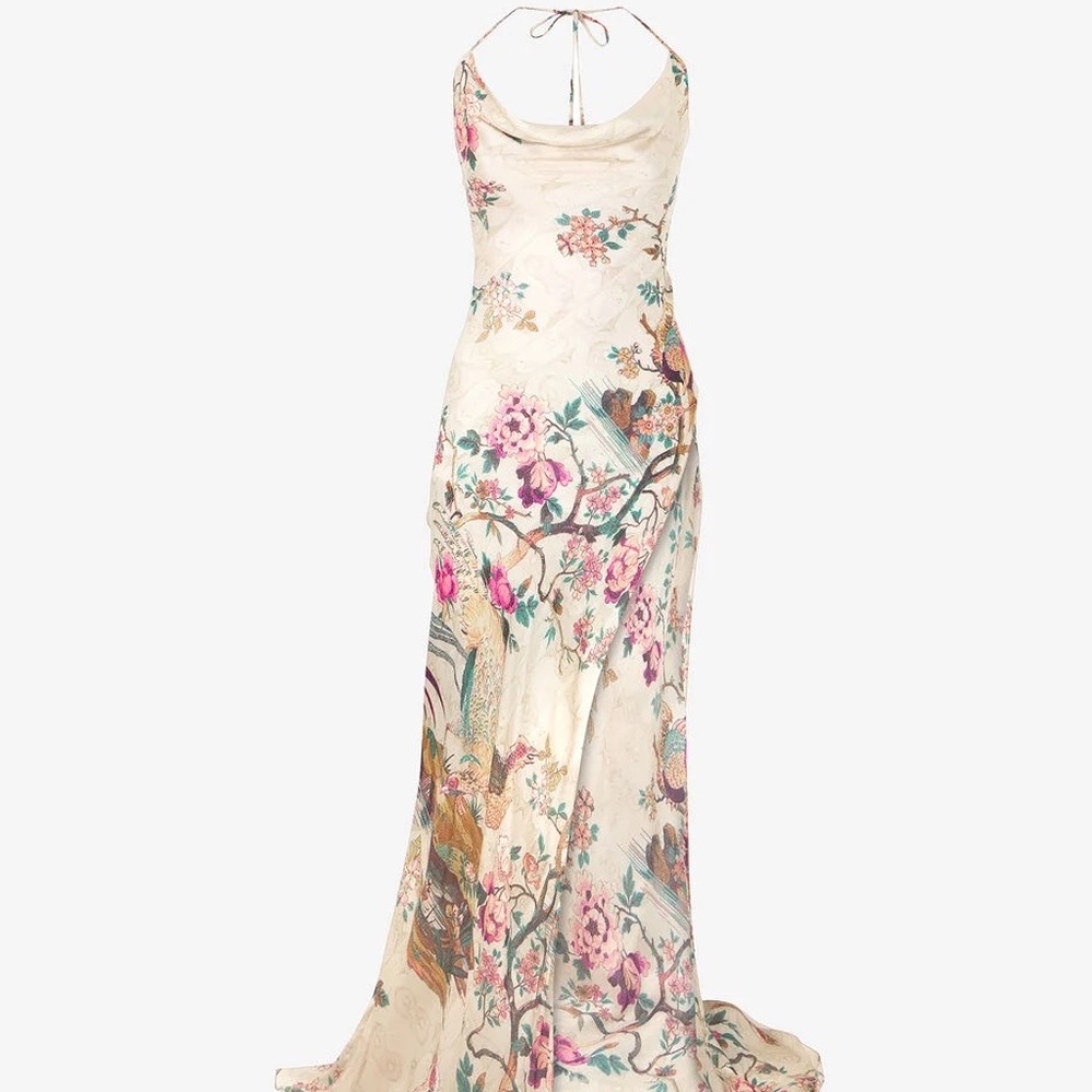 Pure Silk Dress With Oriental Bird Print